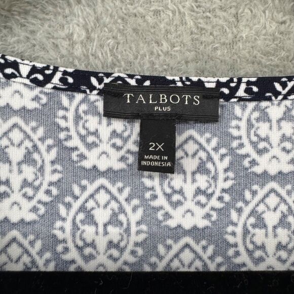 Talbots Dress Womens Plus 2X Black Jersey Stretch Midi Short‎ Sleeves Surplice - Picture 2 of 13